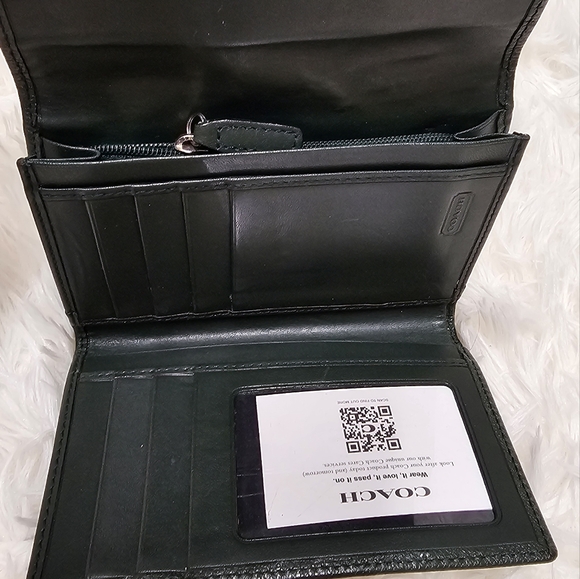 Coach Vintage Snap Leather Olive Green Trifold Wallet Coach Bags - Picture 13 of 16